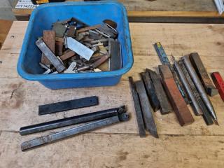 Assorted Lathe Turning Tools, Cutting Steel & Related Items