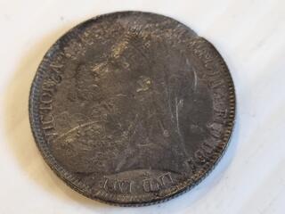 British Two Shilling Silver Coin Circa 1900