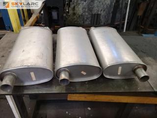 3x Exhaust Mufflers for Automotive or Industrial Machinery