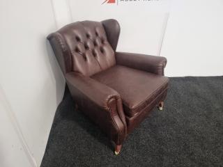 Reproduction English Style Wingback Chair (Brown)