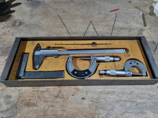Set of Precision Engineering Measuring Tools, Calipers, Micrometers, & More