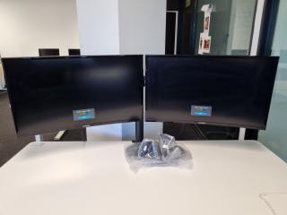 2x Samsung 27" Full HD Curved LED Monitors w/ Dual Monitor Stand