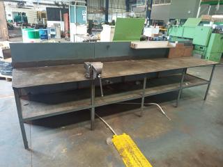 Large Steel Workbench with Vice