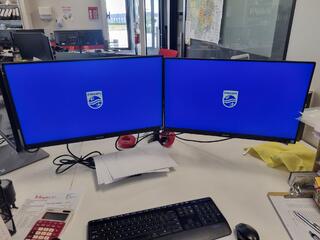 2x Philips 24" IPS Montors w/ Dual Monitor Desk Mount Stand
