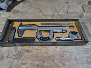 Set of Precision Engineering Measuring Tools, Calipers, Micrometers, & More