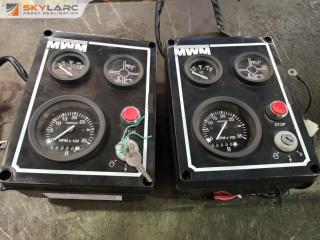 2x Custom Made Engine or Generator Control & Gauge Boxes