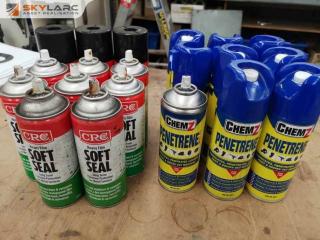 9x ChemZ Multi Penetrene, 11x CRC Heavy Film Soft Seal Spray Cans