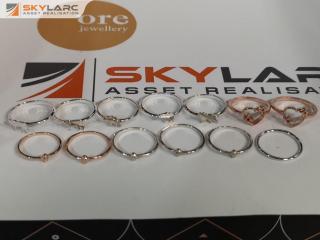 13x Assorted Sterling Silver & Rose Gold Vermel Stylish Rings