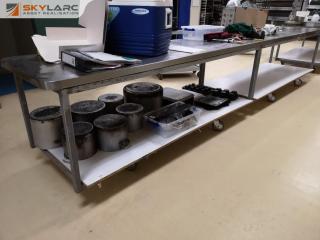 Long Mobile Stainless Steel Topped Table