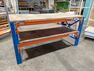 Steel Workbench with Timber Top and Shelf