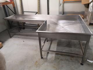 Large Stainless Steel Food Prep Basin Bench