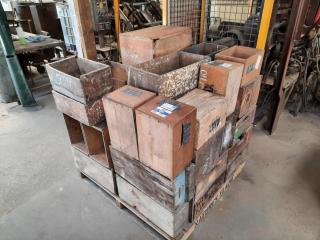 Pallet of Assorted Wooden Crates (30+)