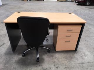 Office Desk Workstation w/ Mobile Drawer & Chair