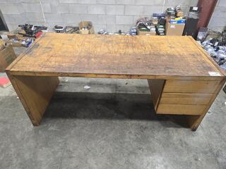 Large Wooden Office Desk with Drawers