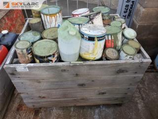 Wooden Crate of Part Tins of Paint