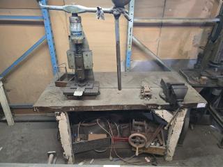 Workbench with Vice and Fly Press 