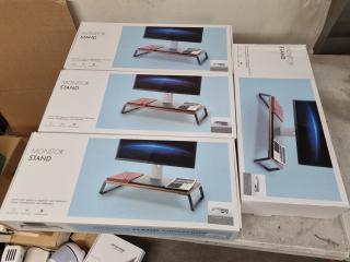 4x Desktop Monitor Stands, New Bulk Stock