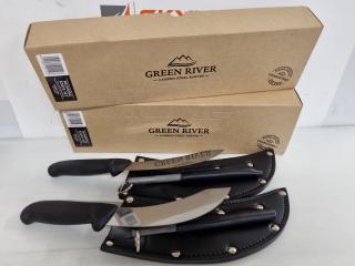 2x Green River 150mm Skinning Knives by Victory Knives