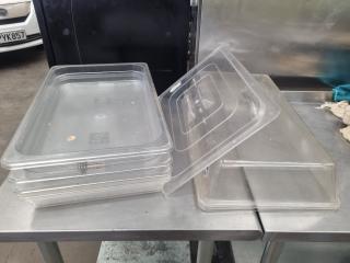 Assorted Plastic Comercial Food Prep Trays & Lids