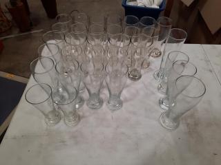 Set of Tall Glass Drinking Cups (32 peices)