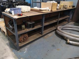 Heavy Duty Steel Workshop Workbench / Shelving Unit