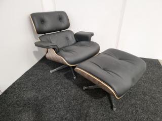 Eames Style Lounge Chair and Ottoman - Leather