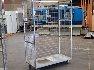 Metal mesh trolley on castors
