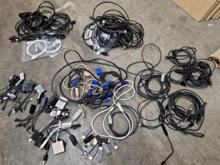 Assorted Monitor Video Cables & Adapters