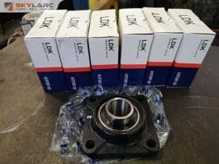 7x 4-Bolt Flange Bearing Units by LDK, New