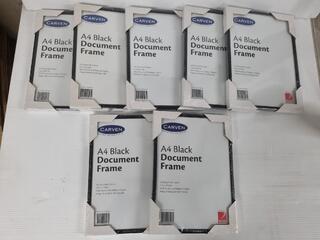 7x Carven A4 Black Document Frames, New