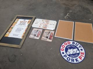 Assorted Retail Signage & Tack Boards