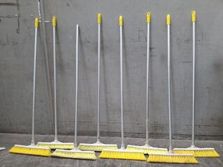 Set of 8 Yellow Bristle  Brooms