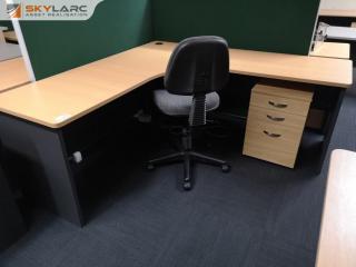 Office L-Shape Corner Workstation Desk w/ Mobile Drawer Unit & Chair