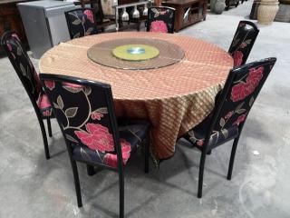 1500mm Diameter Round Restaunt Table w/ 6x Chairs