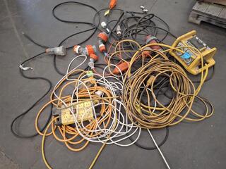 Assorted Electrical Extension Leads and Power Distribution Box
