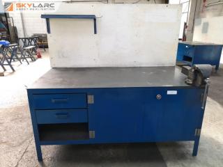 Heavy Duty Steel Workshop Workbench w/ Built in Storage