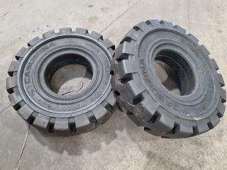 2x Casumina 6.00-9 Solid Rubber Fork Truck Tyres, New