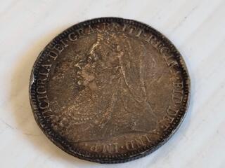 British Two Shilling Silver Coin Circa 1900