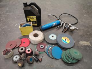 Assorted Lot of Industrial Grinding Supplies, Greasers, Welding Gauge, & More