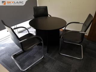 Round Office Table w/ 3x Reception Type Office Chairs