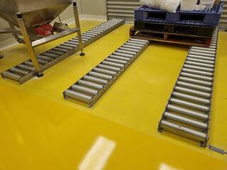 6x Stainless Steel Floor Mount Pallet Roller Conveyors