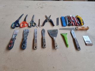 Assortment of Scissors, Utility Knives, Scrappers & Applicators