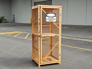 Yellow Metal Mesh Storage Cage