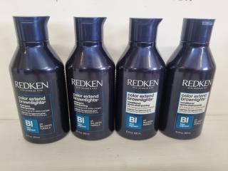 4 Bottles Redken Shampoo and Container