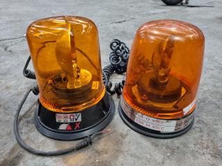 2x Magnetic Spinning Orange Caution Lights