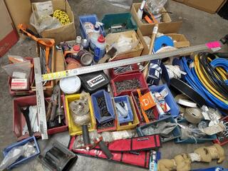 Assorted Fastening Haddware, Tools, Tapes, Hoses, & More