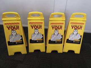 4x Yellow Hazard Caution Floor Signage