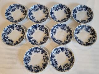 10x Antique Semi-Porcelean Rose and Ribbon Tea Cup Dishes