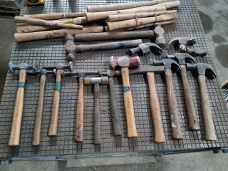 Assorted Vintage Hammers + Spare Wood Handles