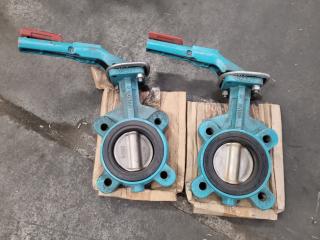 2x 80mm PN16 Butterfly Valves